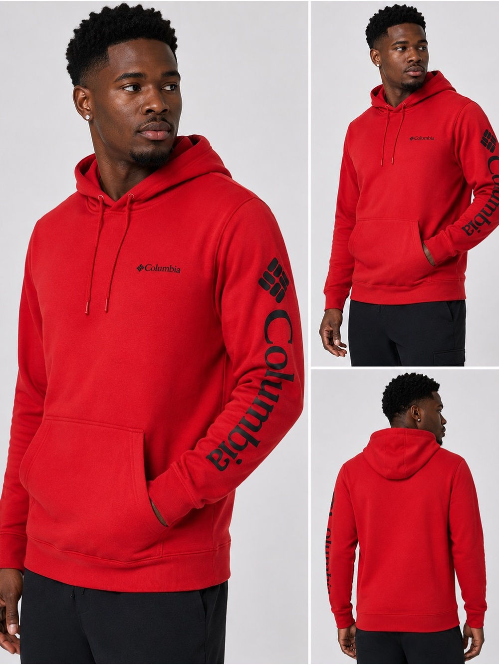 Columbia Red Pullover Hoodie with Sleeve Logo